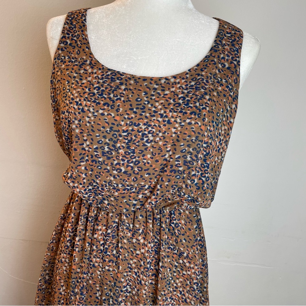 Lush Bohemian Animal Print Sleeveless Fit & Flare Dress Women’s size Medium - Picture 2 of 6